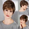 Brown Synthetic Wig Simulation Human Hair Wigs Hairpieces for Black and White Women Pelucas de cabello natural corto K16A