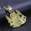 Naszyjnik z listu hip -hopowym Brak szczurów dozwolone wisiewane oblasycone pełne cyrkon męskie prezent biżuterii 7728706