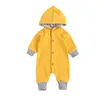 Jumpsuits Baby Boy Girl Hooded Rompers Long Sleeve Single Breasted Striped One Piece Suit Pants Fall Clothes Jumpsuit