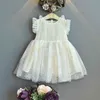 Summer Kids Dresses for Girls Wing Flying Sleeve Princess Dress Flower Tutu Costume Fashion Little Children Clothes Vestidos 210715