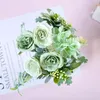 Ghirlande di fiori decorativi 5 pezzi Buquet artificiale Rosa di seta Ortensia Festival finto Matrimonio fai da te Decorazione della casa 5 rami