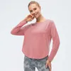Women's autumn winter yoga outfits tops clothes loose and thin running sports long sleeve T-shirt fast drying breathable training fitness Shirt