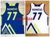 Niestandardowy luka Doncic #7 Team Słoweńska Rzadka koszulka koszykówki Białe niebieskie Białe Niebiesko