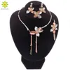 Nupcial Dubai oro flor en forma de joyería conjuntos cristal collar pendientes conjunto nigeriano boda fiesta mujer moda joyería conjunto H1022