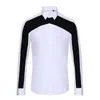White Splicing Black Luxury Long Sleeve Casual Mens Dress High Quality Slim Fit Male Shirts 3XL Men's