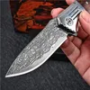 Flipper Folding Knife VG10 Damascus Steel Drop Point Blade Rosewood + Stainless Steels Handle EDC Pocket Knives