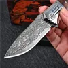 Flipper Folding Mes VG10 DAMASCUS Steel Drop Point Blade Rosewood + Roestvrij staal handvat EDC Pocket Messen