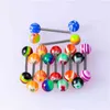 10-50pcs Acrylic Tongue Piercing Ring Barbell Stud Nipple Rings Ear Cartilage Tragus Bar Stainless Steel Women Body Jewelry 14G