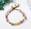 Bohemian Style Natural Gravel Stone Anklet Double-layer Retro Bell Hand Woven Beaded Foot Chain