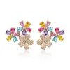 Coloré gland fleur boucle d'oreille cristal Zircon exquis petit pour les femmes marguerite bijoux fille cadeau mode Simple marque de luxe