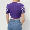 Kawaii Serce Drukuj Y2K Knit Koszulki Dla Dziewczyn Z Krótkim Rękawem Kobiet Summer O-Neck Slim Crop Top Stretch Soft Tee Koszula 210415