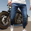 Mężczyźni Skinny Biker Jeans Blue Classic Ołówek Spodnie Mężczyzna No Ripped Stretch Denim Spodnie Ulica Casual Business Party Cowboy Men 211104