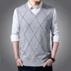 Men's Vests Autumn Men V Neck Argyle Sweater Vest Business Fashion Casual Knitted Sleeveless Top Male Brand Clothes Stra22