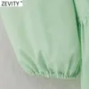 Zevity femmes mode couleur unie col en V plis popeline chemise robe femme Chic ourlet irrégulière plage Style été Vestidos DS8142 210603