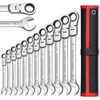 Flex Head Ratcheting Skiftnyckel Set Handverktyg, Kombination Avslutad Spännsats, Chrome Vanadium Steel Socket Key Ratchet