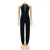 Kvinnors jumpsuits Sexiga kvinnor Jumpsuit Drawstring Split ￤rml￶s l￥ng Romper Party Night Clubwear Overaller Kvinnor Rompers