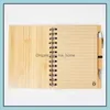 Anteckningar Anteckningar Office School Supplies Business Industrial Spiral Notebook Wood Bamboo ER Notebooks Notepad med pennstudentmiljö