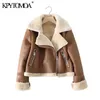 Women Fashion Thick Warm Winter Fur Faux Leather Cropped Jacket Coat Vintage Long Sleeve Female Outerwear Chic Tops 210416