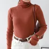 Maglione da donna Top spesso morbido ceroso confortevole camicia a collo alto in maglia tinta unita attillata attillata 210520