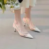 Sophitina Zarif Şeffaf Stil Pompaları Ayakkabı Kadın Topuklu Ince Kristal Düğün Güzel Yaz Sivri Burun Pompaları FO134 210513