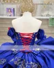 Robes De Quinceanera bleu foncé en Satin perles paillettes chérie manches longues robes De bal formelles robes De 15 ans