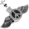 Серебряные круглые крылья ангела Кремация кремация сувенир, пепел ожерелье люди или домашнее животное на память