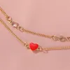 Link, Chain QWC Fashion Vintage Colorful Love Peach Heart Bracelet For Women Ladies Simple Elegant Students Party Daliy Trendy Jewelry