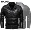 Dicke Lederjacke Herren Winter Herbst Vintage Outwear Männer Mode Faux Jacken Männlich Marke Stehkragen Winddicht Warm Mantel 211018