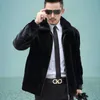 Men's Leather & Faux Mink Coat Male The Whole Paragraph Grass Zipper Skin Man Loose Bring Hat And Fur Wear