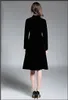 Günlük Elbiseler Siyah Bağbozumu Elbise Kadınlar Zarif Ince Uzun Kollu Kadife Parti OL Ofis Giymek 2022 Sonbahar Kış Robe Vestidos