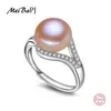 MeiBaPJ 100% véritable bague en perles d'eau douce pour femmes en argent Sterling 925 réglable avec des bijoux naturels de 9-10mm