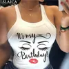 Tanktop Women White Letter Print Fashion Back Bow Sexy Crop Top Back Less Party Club Streetwear Ladies Top 210401