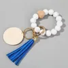 7 Styles Tr￤p￤rlade armband Keyring Party Silicone Beads Keychain Handbag Pendant For Women Monogrammed Grave Wooded Chip Crafts BBA12