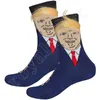 Women Men Trump Crew Socks Yellow Hair Funny Cartoon Sports Stockings Hip Hop Sock