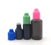 Flacon compte-gouttes noir de 10 ml 30 ml, bouteilles vides en plastique avec pointes longues et fines, bouchon de sécurité inviolable pour enfants, aiguille liquide E3270420