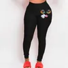 Hög midja Rolig Utskrift Bodycon Fitness Sportbyxor Hiplyft Leggings Kvinnor Fritid Mode Långbyxor BlackRed Plus Size 210517