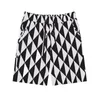 Mens Casual Shorts Colorful Geometric Print Loose Pants Fashion Sports Running Cropped Pants Various Color Styles