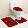 Zeegle Romantic Valentine 3-teiliges WC-Vorleger-Set, rutschfeste Badezimmer-Fußmatten, Flanell-Badezimmerteppich, Toilettendeckelbezug, Badematten-Set 210401