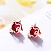 Boucles d'oreilles en acier titane et Zircon, accessoires de bijoux à la mode, ensemble de cochon de dessin animé, boucles d'oreilles anti-allergie en or Rose Whole249N