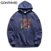 Gonthwid 자수 곰 양털 스웨터 스웨터 Hoodies Streetwar Mens Harajuku 힙합 캐주얼 풀오버 후드 패션 탑 210728