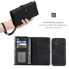 Premium Zipper Wallet Leather Cases For Iphone 13 12 Mini 11 Pro Max XR XS 7 8 Plus Samsung S10 S20 S21 Ultra Note 20 Magnetic 2 in 1 Detachable Phone Cover