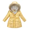 Daunenmantel Winter Kinderbekleidung Jacke Jungen und Mädchen Jacken Einfarbig glänzend Sport Warm Kapuze Mittellang