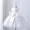 Kızın Elbiseleri Yaz Elbise Bebek Kız Inci Yay Kızlar Parti Düğün Tutu Prenses Çocuklar Çocuklar Için Vestidos 2 4 6 8Y