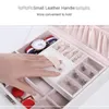 Double-layer Jewelry Storage Box PU Leather Ring Display Portable Necklace 210423