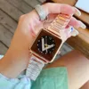Brand Watches Women Lady Girl Square Big Letters Style Metal Steel Band Quartz Wrist Watch L59214F