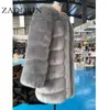 ザードリンの冬の長さの毛皮のコートジャケットの女性の厚い暖かいふわふわのジャケット因果関係者オーバーコートプラスサイズ211220
