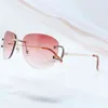 2023 Designer Glasögon Nya stenar Män Rimless plot diamant Large C Eyewear Hiphop Shades Summer Wire Solglasögon Spring de Sol