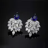 Haute qualité Designer Dames Bijoux Bijoux Marquise Plume Cubic Zirconia Stone Boucles d'oreilles pour cadeau de Noël CZ295 210714
