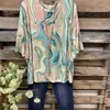 O Neck Half Sleeve Oregelbunden Tie Färg Loose Short Paisley Print Casual Asymmetric T-shirt Kvinnor 210604