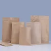 Plain Brown Kraft Paper Zip Lock Packaging Seal Coffee Bags 6 Sizes power and Tea Packing Flat Bottom Bag Geocery Storage Pouches